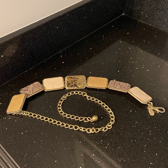 Chico's Accessories - Chico’s Adjustable Chain Metallic Animal Print Neutral Belt